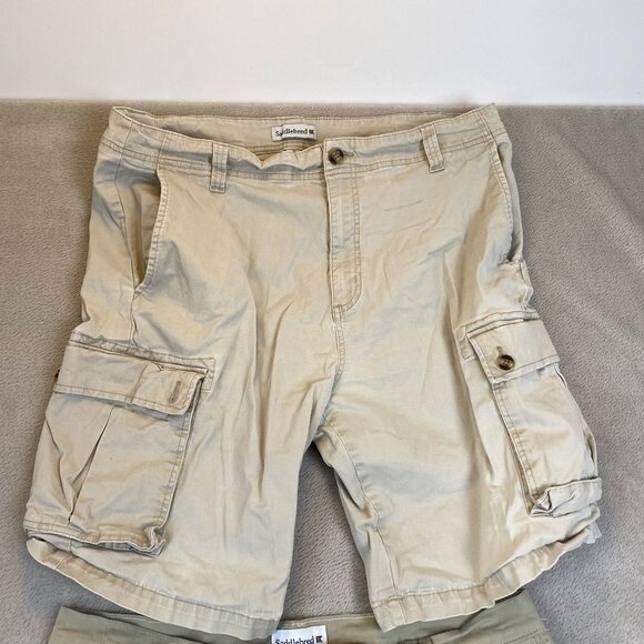 Saddlebred Mens Shorts Bundle 38W Cargo & Flat Front Beige Cotton Blend - Picture 8 of 13